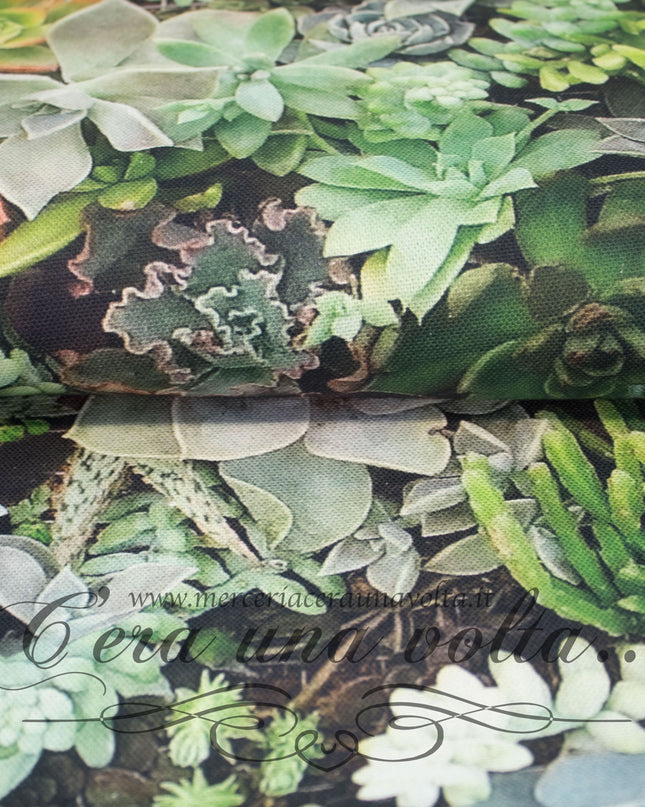 cm 70 x 50 Scampolo Tessuto Succulent Garden