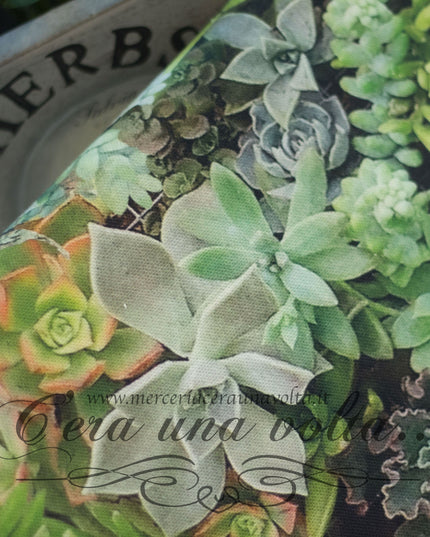 cm 70 x 50 Scampolo Tessuto Succulent Garden