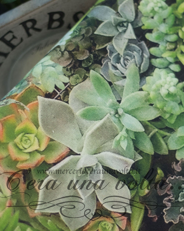 cm 70 x 50 Scampolo Tessuto Succulent Garden