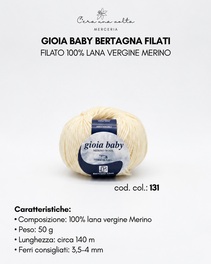 Gioia Baby Bertagna Filati – Filato 100% lana vergine Merino, gomitolo da 50 g