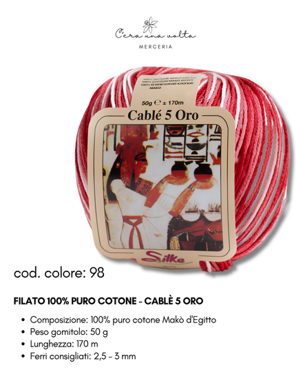 Filato 100% Puro Cotone - Cablè 5 ORO