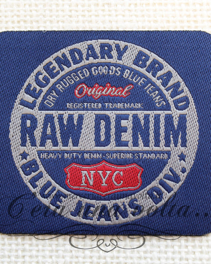 Etichetta per buchi termo adesiva rettangolare Raw Denim