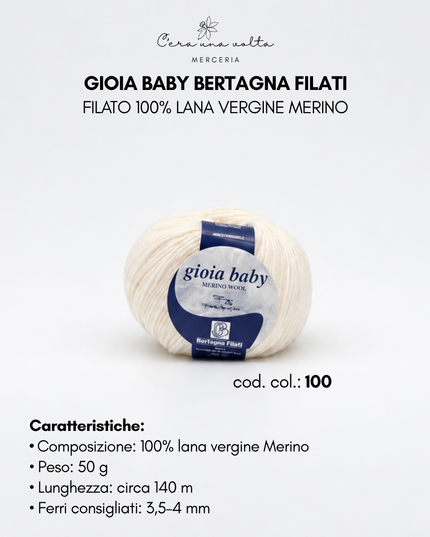 Gioia Baby Bertagna Filati – Filato 100% lana vergine Merino, gomitolo da 50 g