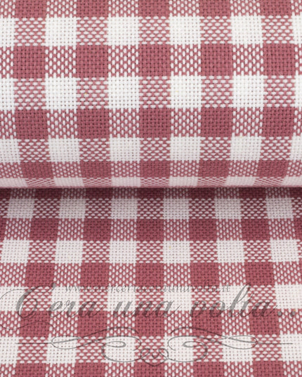 Tessuto in cotone a quadri Rosa Antico